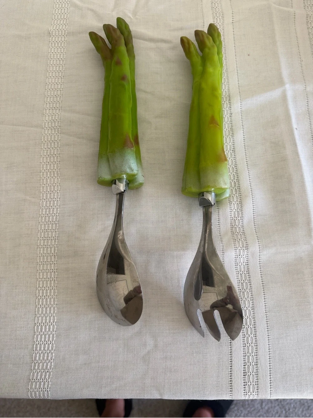 Vintage Green Asparagus Salad Servers Made in Taiwan